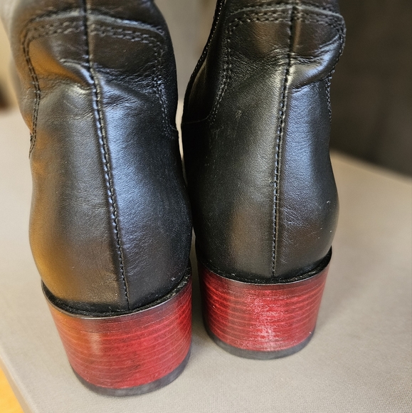 Laura Bellariva 4681 Black Red/ Leather Zip-Up Knee-HighBoots 39/ US 8.5 Italian - Picture 6 of 9